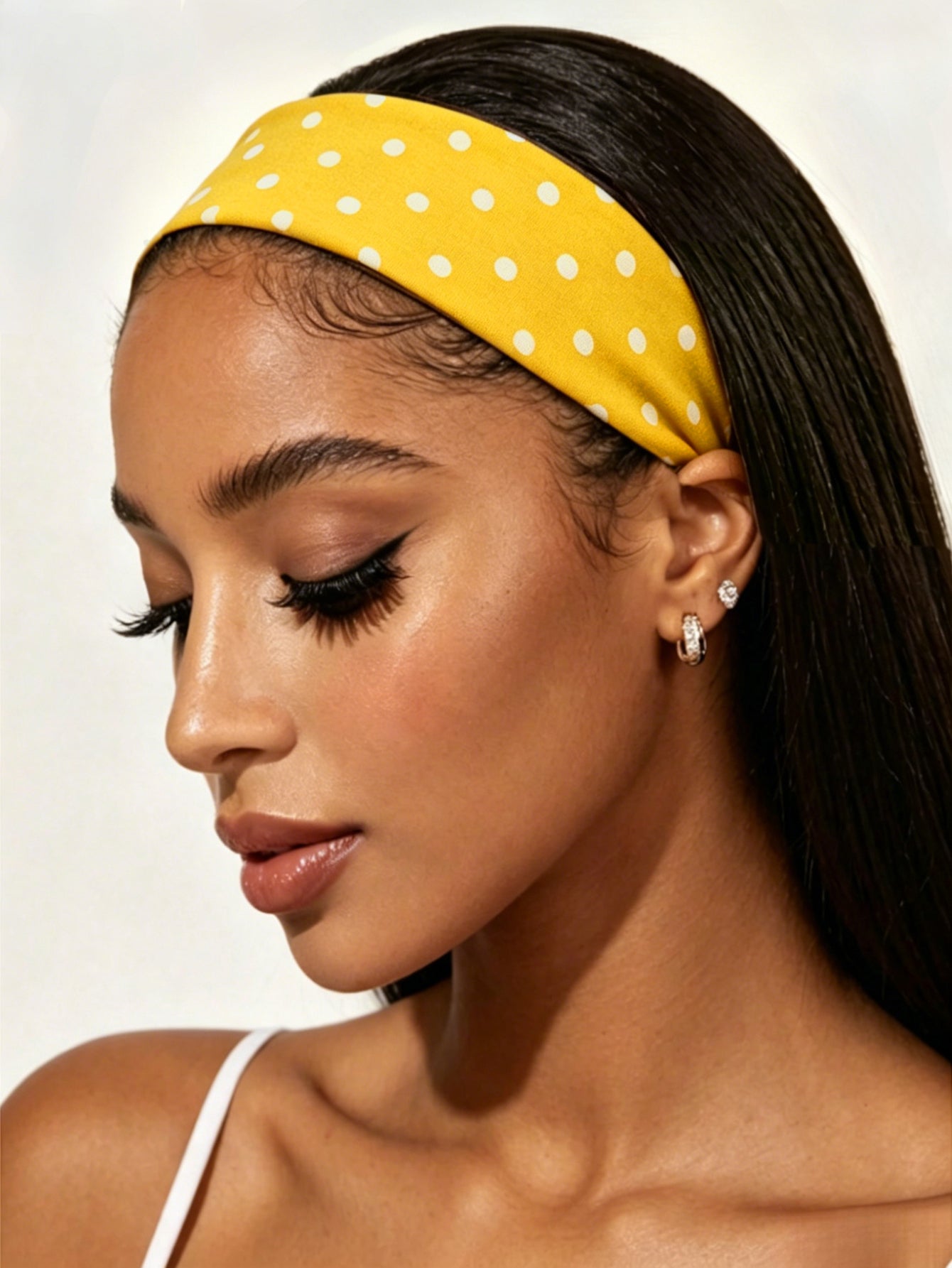 French Style Polka Dots Hair Band For Women, Made Of Soft Polyester Headband