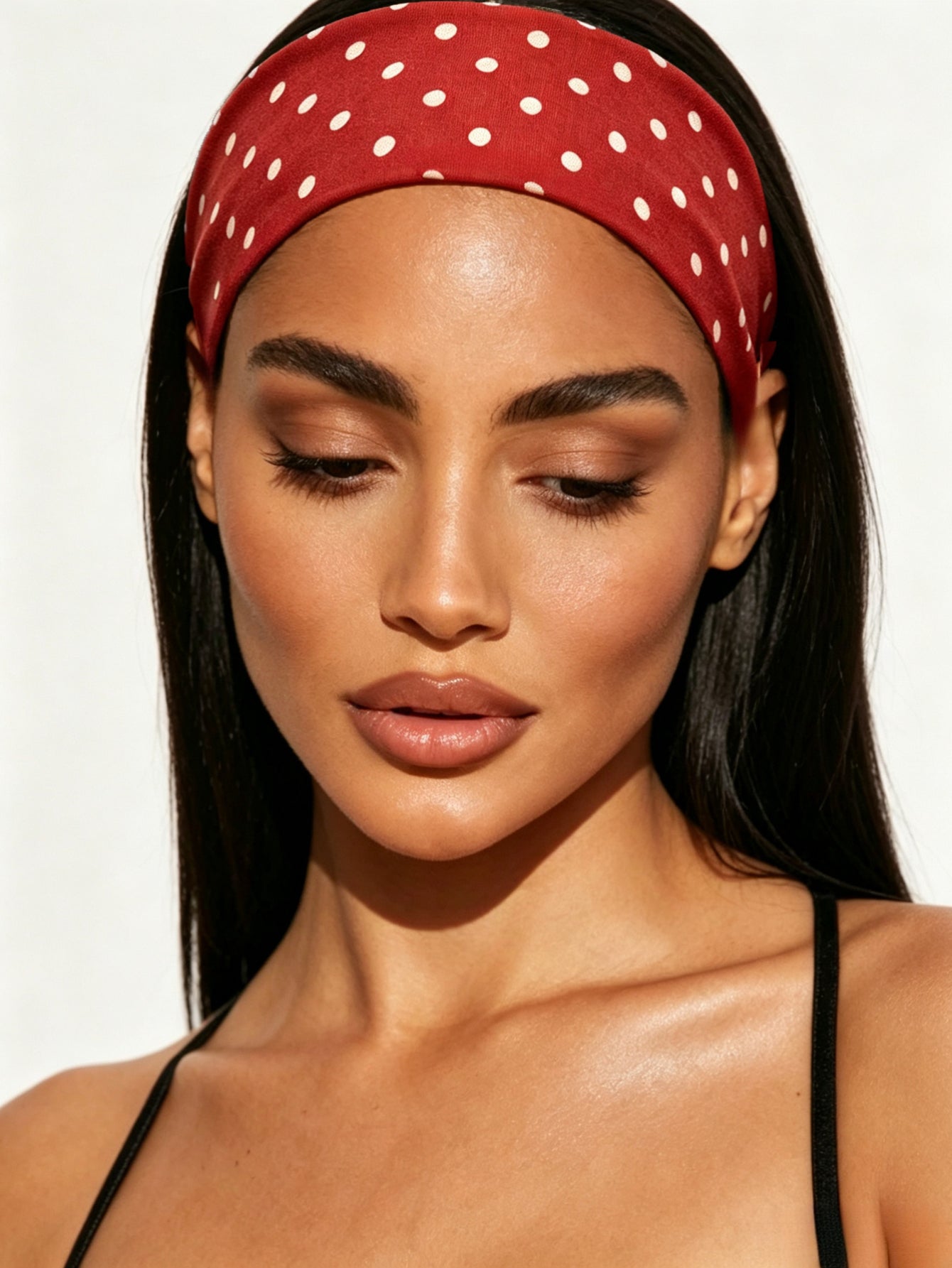 French Style Polka Dots Hair Band For Women, Made Of Soft Polyester Headband