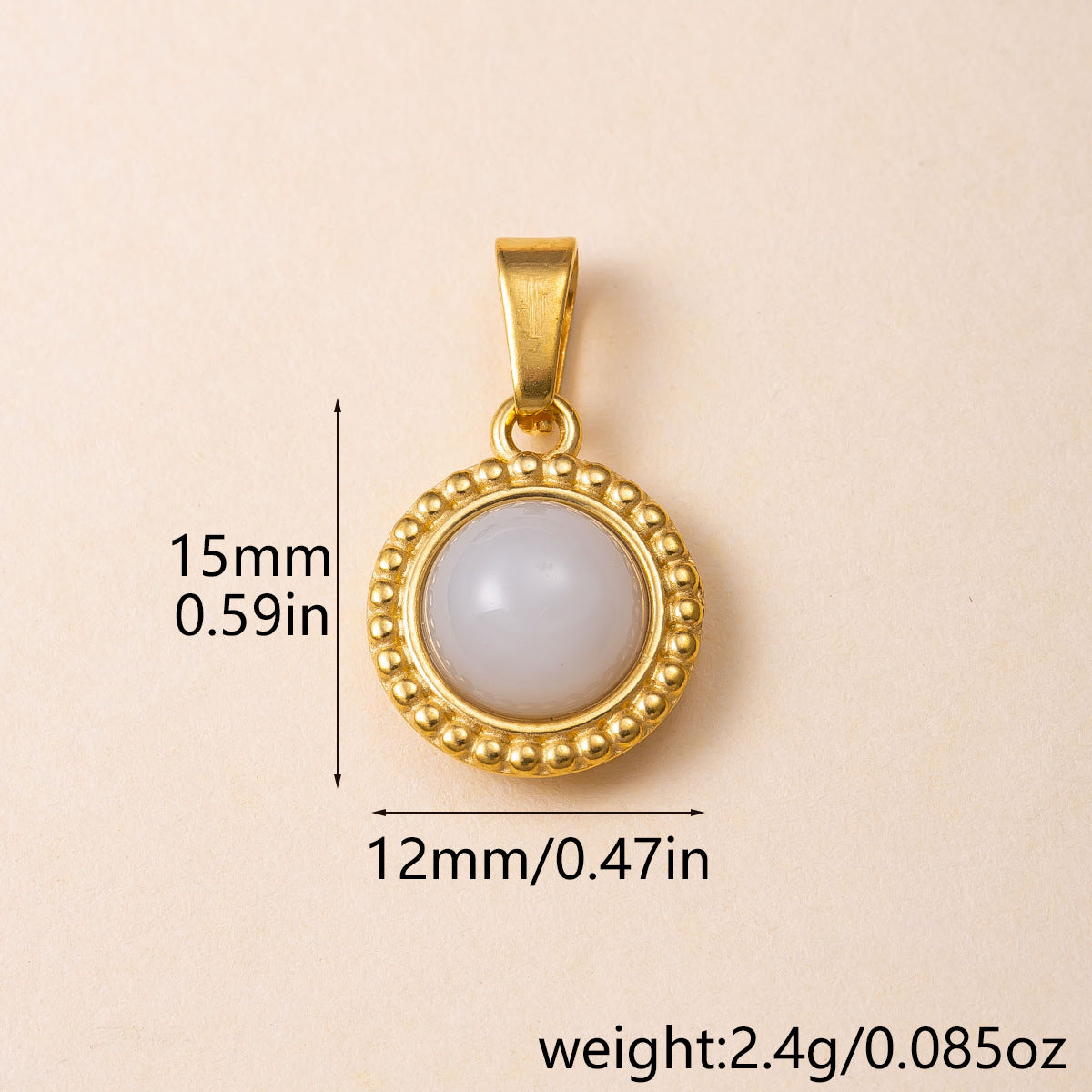 Geometric Retro Pendant For Women, Handmade With 304 Stainless Steel And Tiger Eye Inlay, PVD Coated Gold Plating