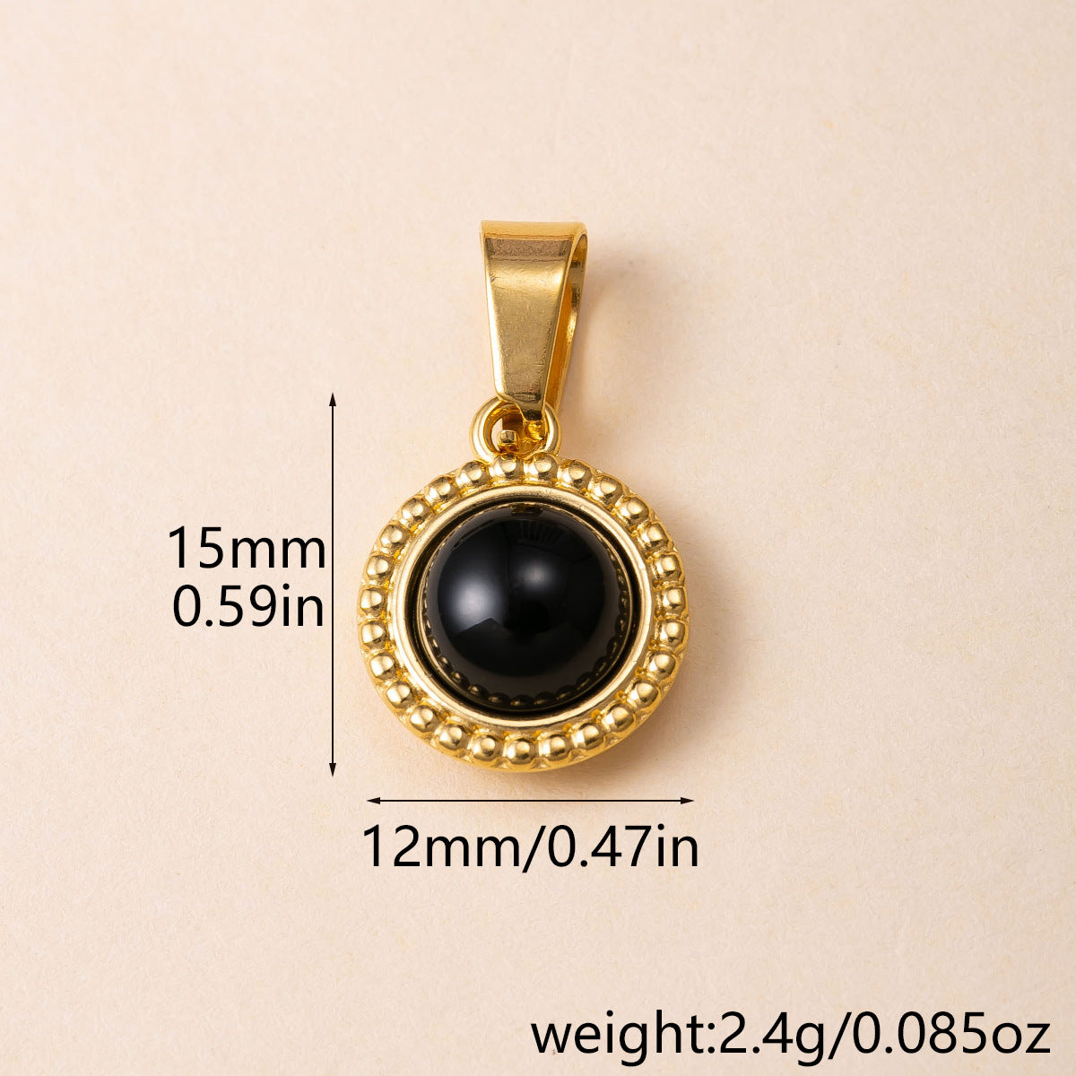 Geometric Retro Pendant For Women, Handmade With 304 Stainless Steel And Tiger Eye Inlay, PVD Coated Gold Plating
