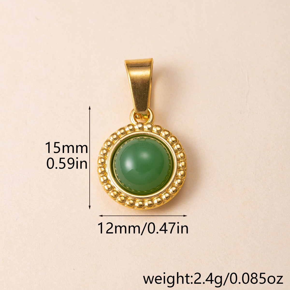 Geometric Retro Pendant For Women, Handmade With 304 Stainless Steel And Tiger Eye Inlay, PVD Coated Gold Plating
