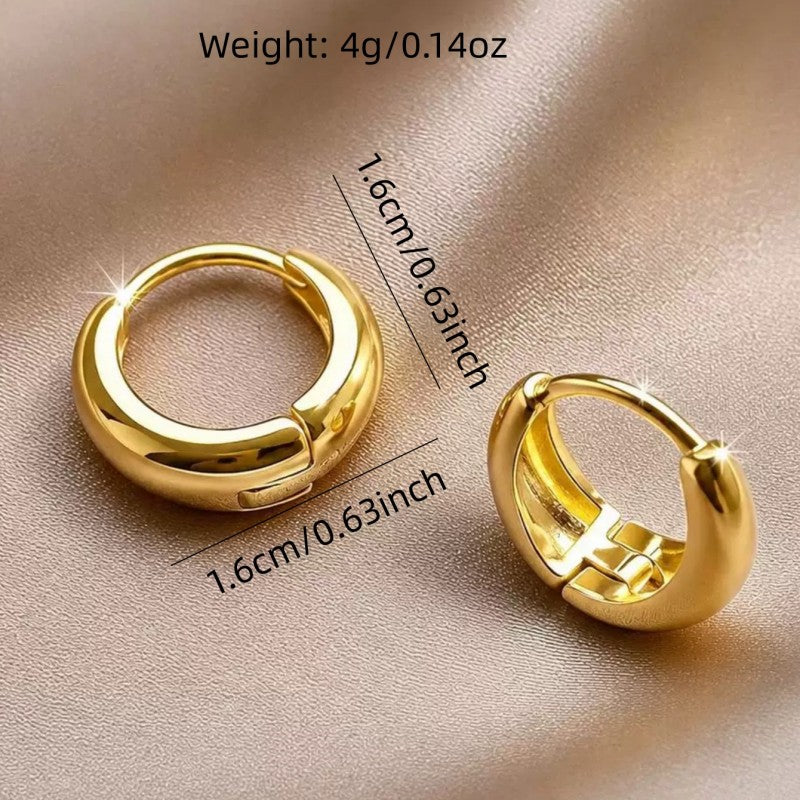Elegant Geometric Zinc Alloy Earrings For Women With Golden Plated Electroplated Finish And 0.03µm Coating Thickness