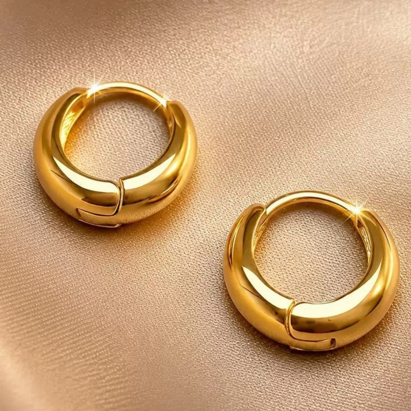 Elegant Geometric Zinc Alloy Earrings For Women With Golden Plated Electroplated Finish And 0.03µm Coating Thickness
