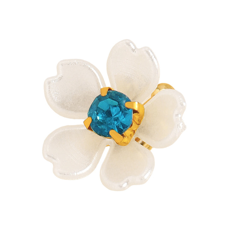 Asymmetrical Flowers Clip Earrings For Women In Copper With KC Golden Plated PVD Coating And Artificial Gemstones