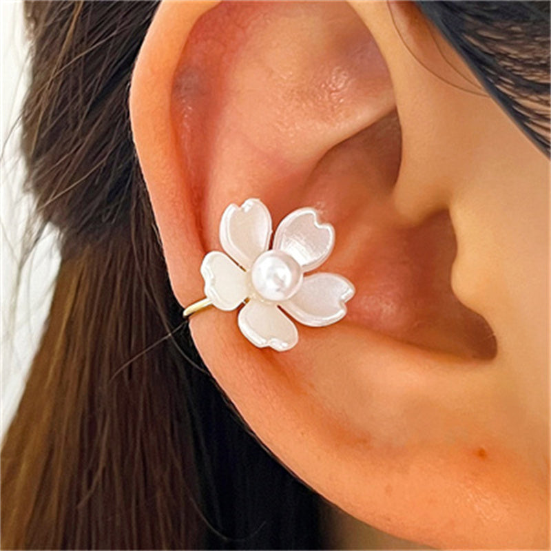 Asymmetrical Flowers Clip Earrings For Women In Copper With KC Golden Plated PVD Coating And Artificial Gemstones
