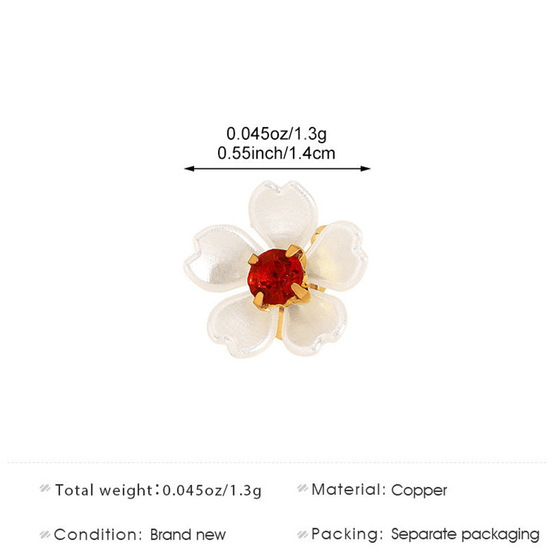 Asymmetrical Flowers Clip Earrings For Women In Copper With KC Golden Plated PVD Coating And Artificial Gemstones
