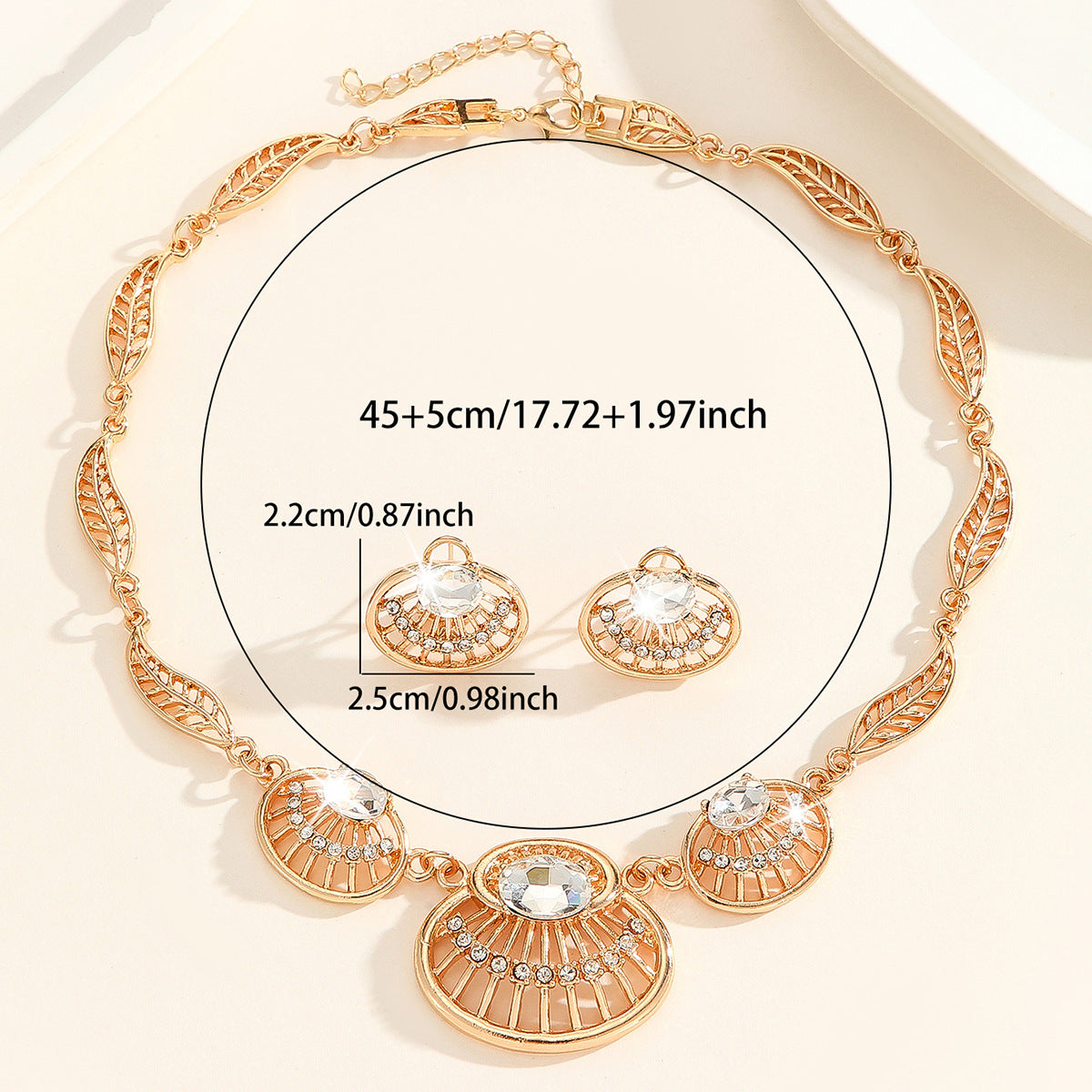 2 Pieces Set Exaggerated Heart Shape Jewelry Set For Women In Electroplated Alloy