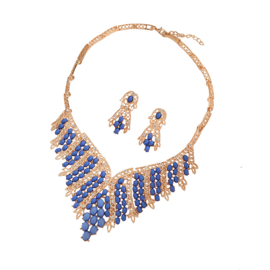 Exaggerated Women’s Jewelry Set Featuring Plant Pattern With Rhinestones In Alloy, 1 Set