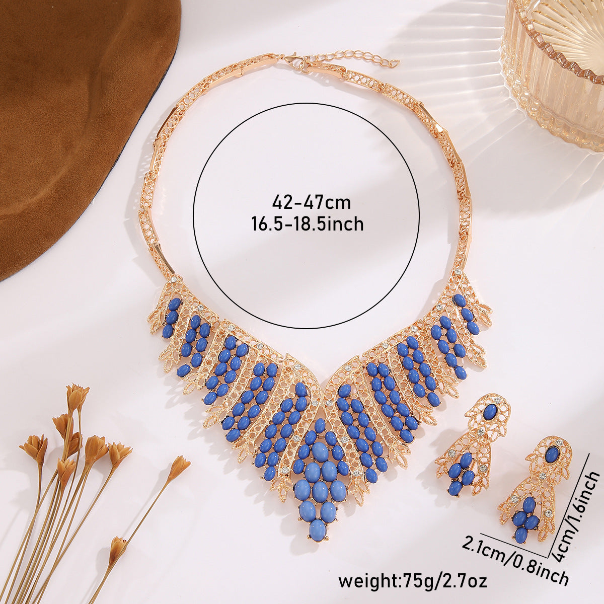 Exaggerated Women’s Jewelry Set Featuring Plant Pattern With Rhinestones In Alloy, 1 Set