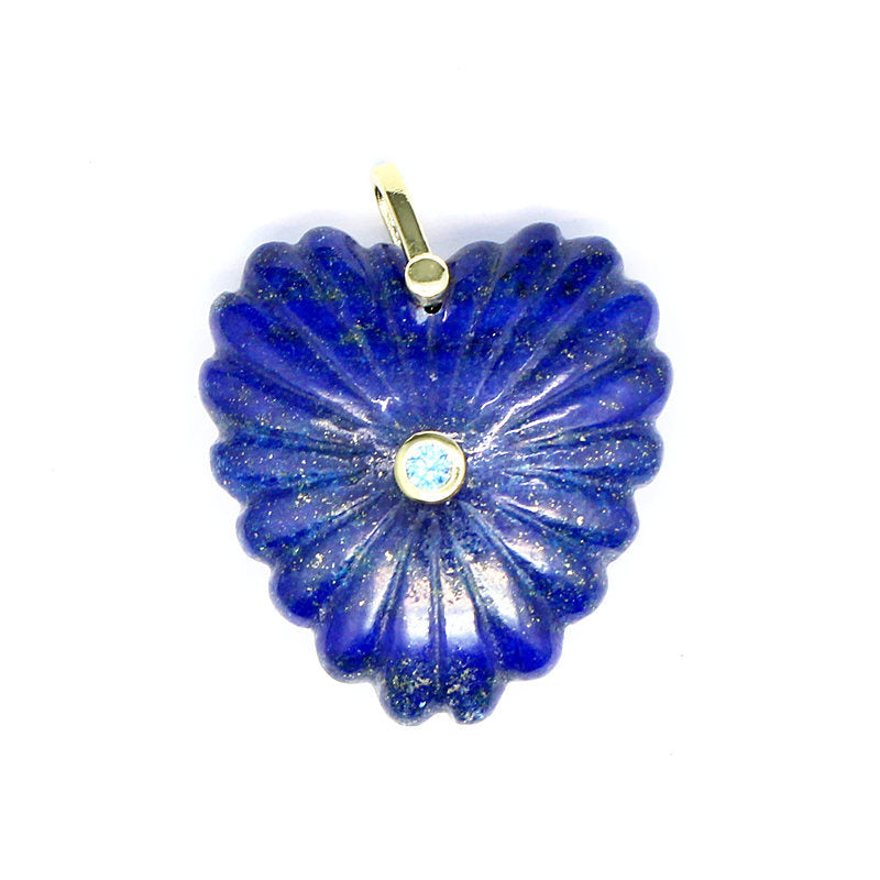 Heart Shape Copper Pendant With Crystal Inlay Featuring Carving Craftsmanship