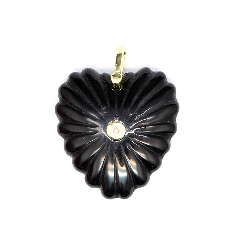 Heart Shape Copper Pendant With Crystal Inlay Featuring Carving Craftsmanship