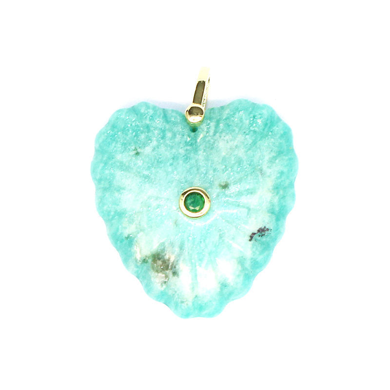 Heart Shape Copper Pendant With Crystal Inlay Featuring Carving Craftsmanship