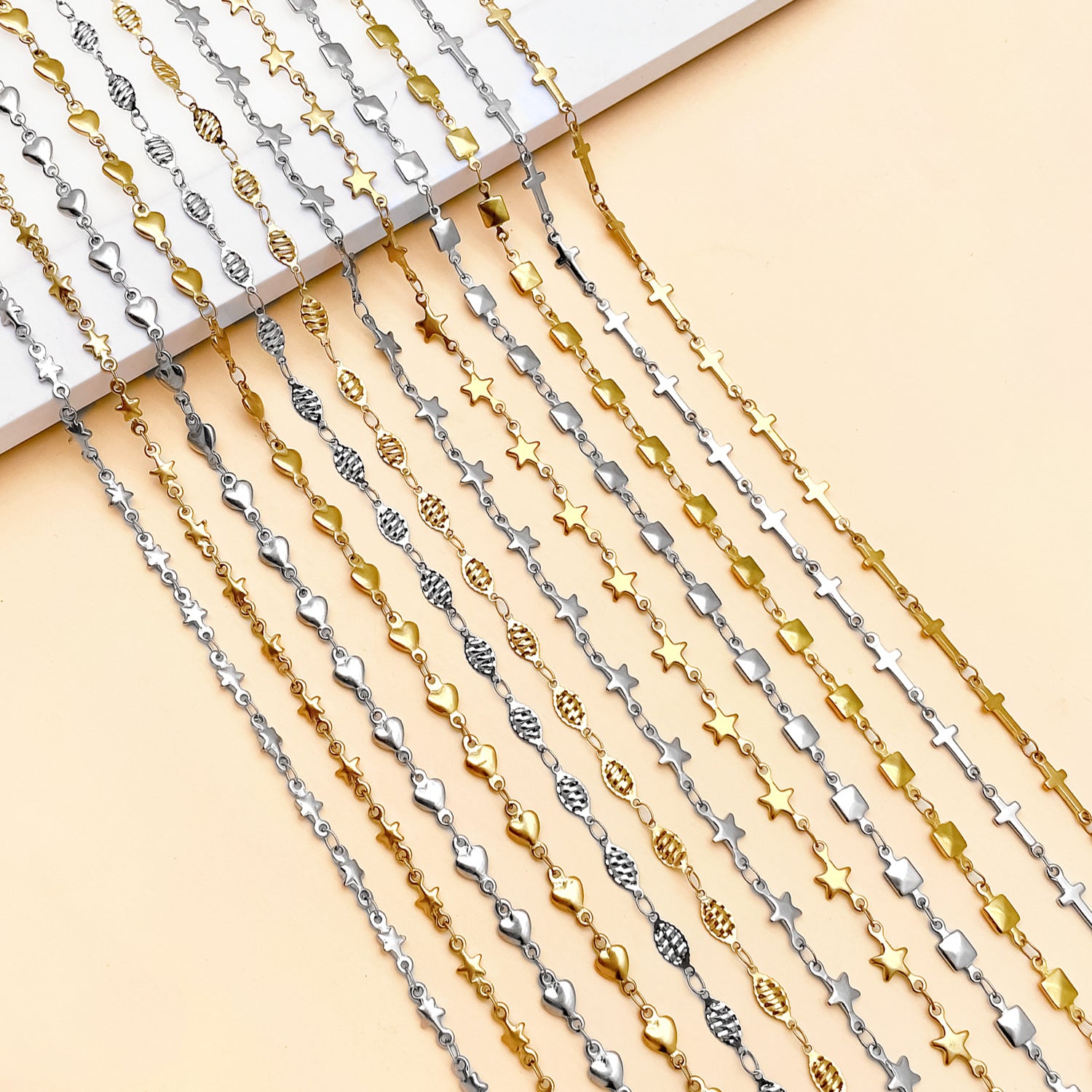 1m Metal Cross Chain For Jewelry Making, Electroplated With Handmade Chain, Ideal For Commute Style Accessories