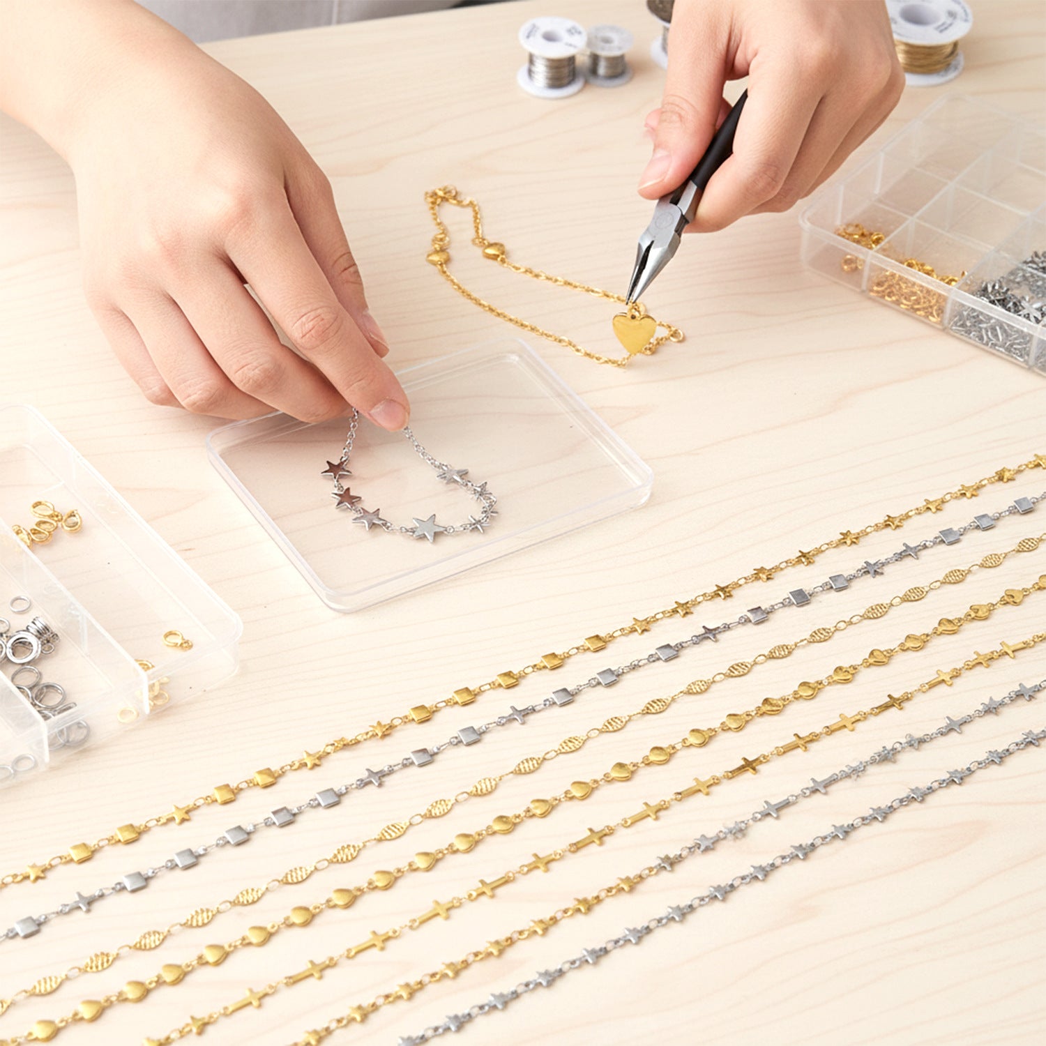 1m Metal Cross Chain For Jewelry Making, Electroplated With Handmade Chain, Ideal For Commute Style Accessories