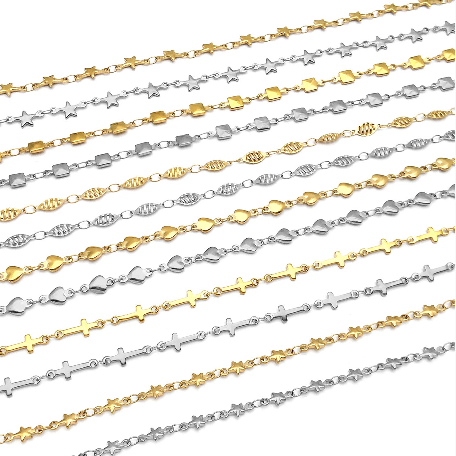 1m Metal Cross Chain For Jewelry Making, Electroplated With Handmade Chain, Ideal For Commute Style Accessories