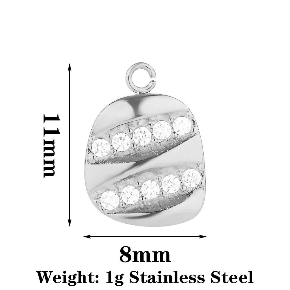 Heart Shape Pendant Made Of 304 Stainless Steel With Rhinestones Inlay, Electroplated Finish In Steel Color Jewelry Accessories