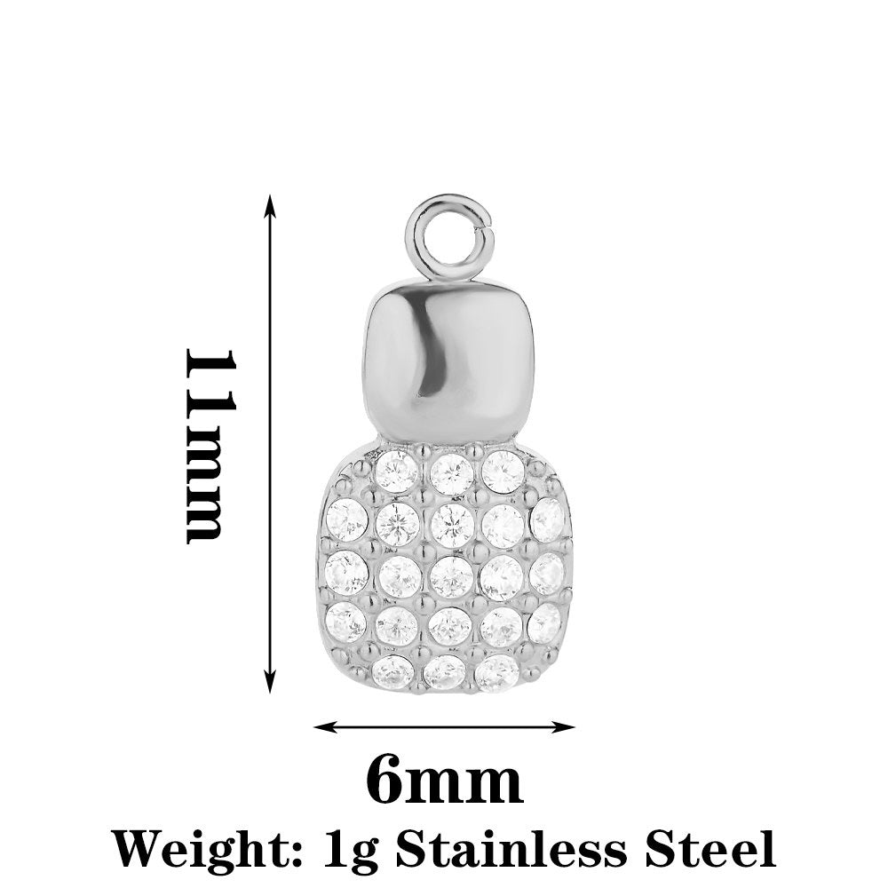 Heart Shape Pendant Made Of 304 Stainless Steel With Rhinestones Inlay, Electroplated Finish In Steel Color Jewelry Accessories