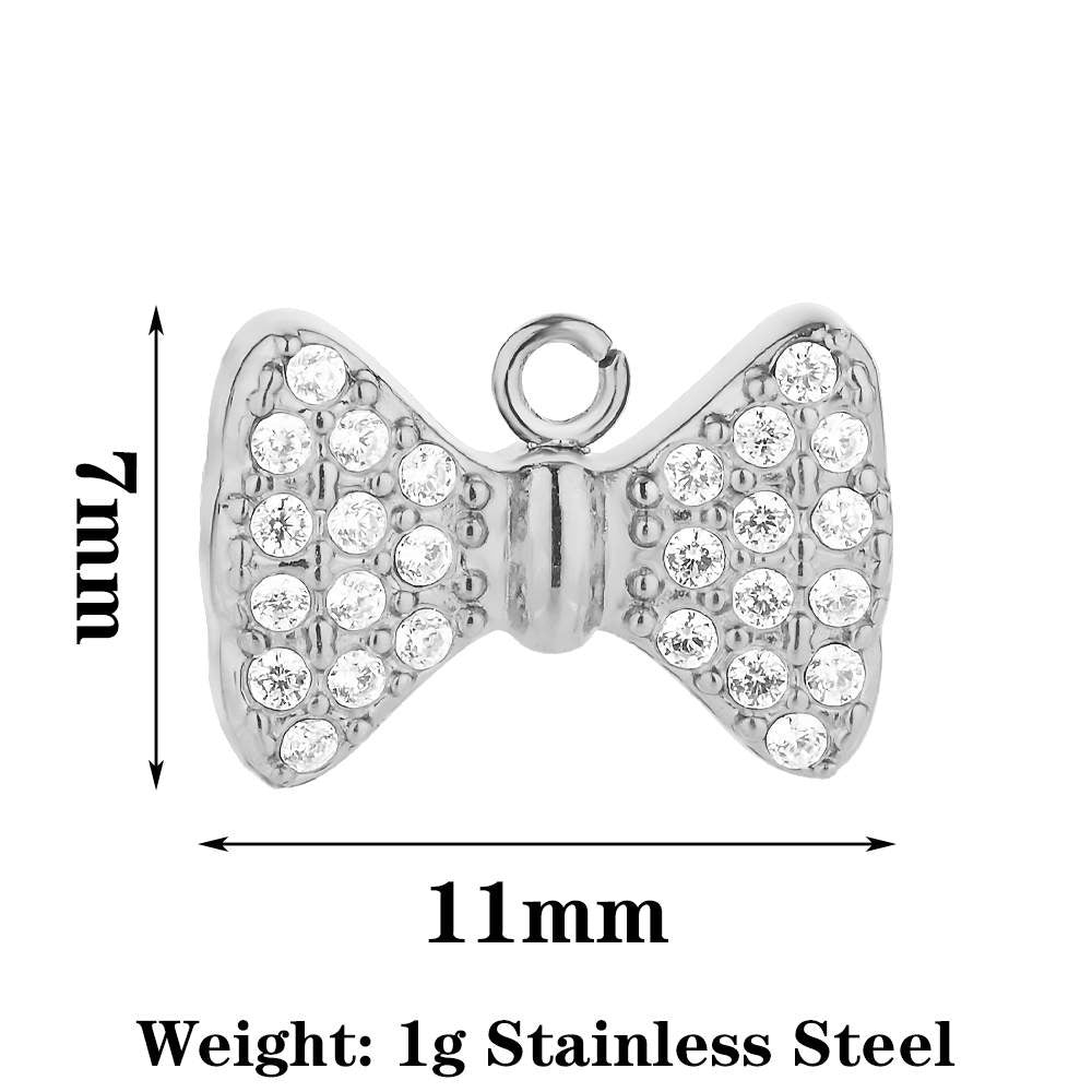 Heart Shape Pendant Made Of 304 Stainless Steel With Rhinestones Inlay, Electroplated Finish In Steel Color Jewelry Accessories