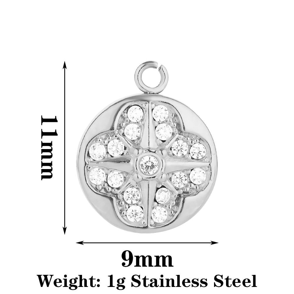 Heart Shape Pendant Made Of 304 Stainless Steel With Rhinestones Inlay, Electroplated Finish In Steel Color Jewelry Accessories