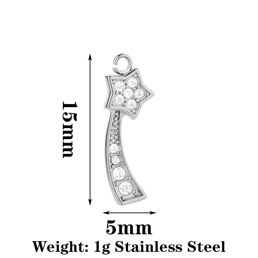 Heart Shape Pendant Made Of 304 Stainless Steel With Rhinestones Inlay, Electroplated Finish In Steel Color Jewelry Accessories