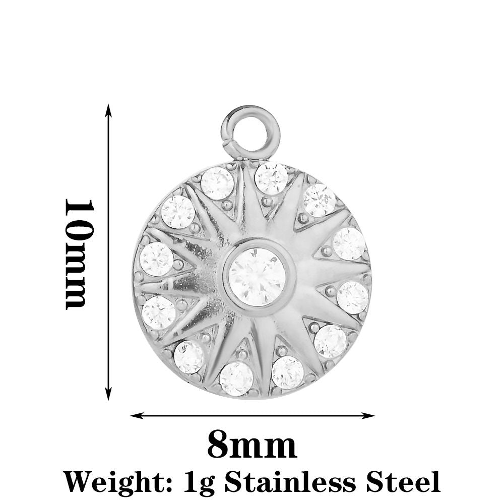 Heart Shape Pendant Made Of 304 Stainless Steel With Rhinestones Inlay, Electroplated Finish In Steel Color Jewelry Accessories