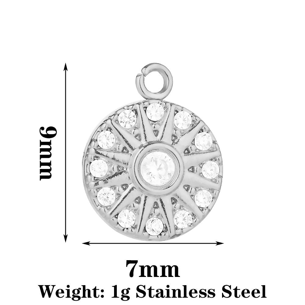 Heart Shape Pendant Made Of 304 Stainless Steel With Rhinestones Inlay, Electroplated Finish In Steel Color Jewelry Accessories