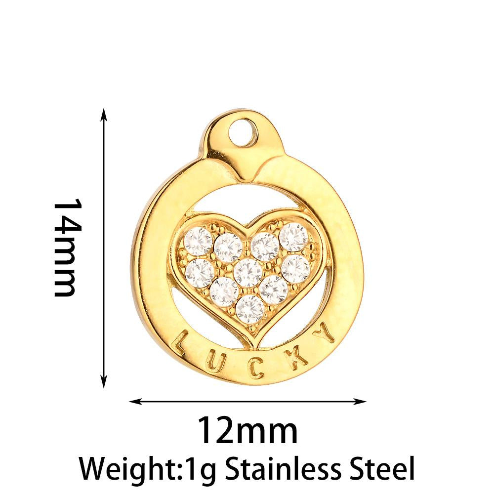 Heart Shape Pendant Made Of 304 Stainless Steel With Rhinestones Inlay, Electroplated Finish In Steel Color Jewelry Accessories