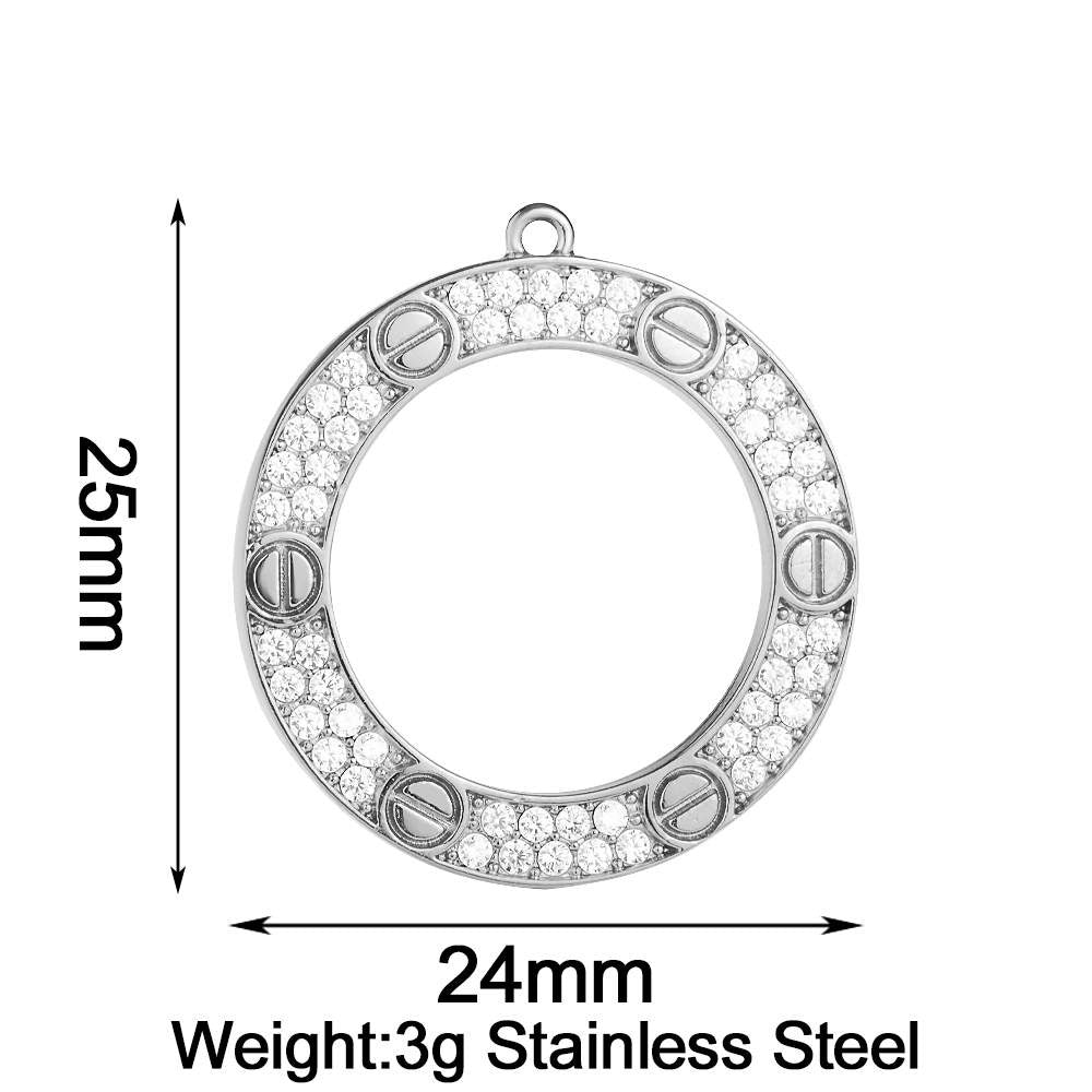 Heart Shape Pendant Made Of 304 Stainless Steel With Rhinestones Inlay, Electroplated Finish In Steel Color Jewelry Accessories