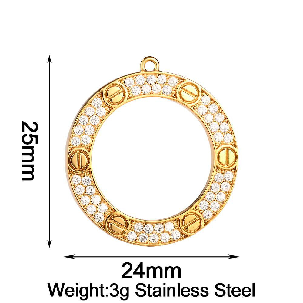 Heart Shape Pendant Made Of 304 Stainless Steel With Rhinestones Inlay, Electroplated Finish In Steel Color Jewelry Accessories