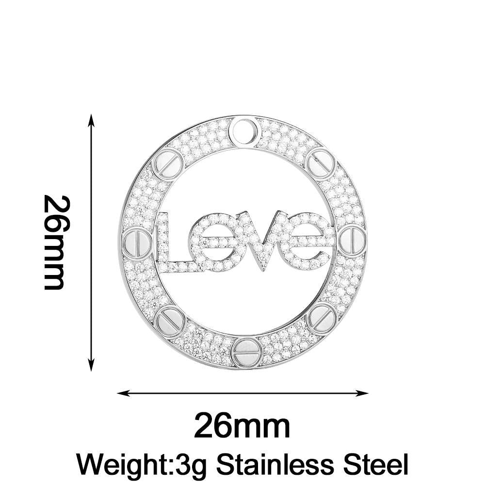 Heart Shape Pendant Made Of 304 Stainless Steel With Rhinestones Inlay, Electroplated Finish In Steel Color Jewelry Accessories