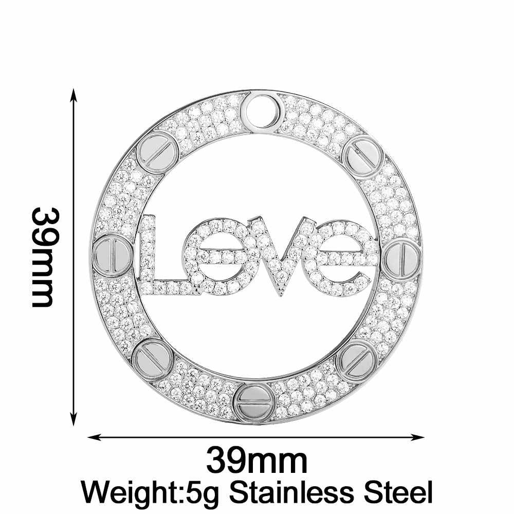 Heart Shape Pendant Made Of 304 Stainless Steel With Rhinestones Inlay, Electroplated Finish In Steel Color Jewelry Accessories