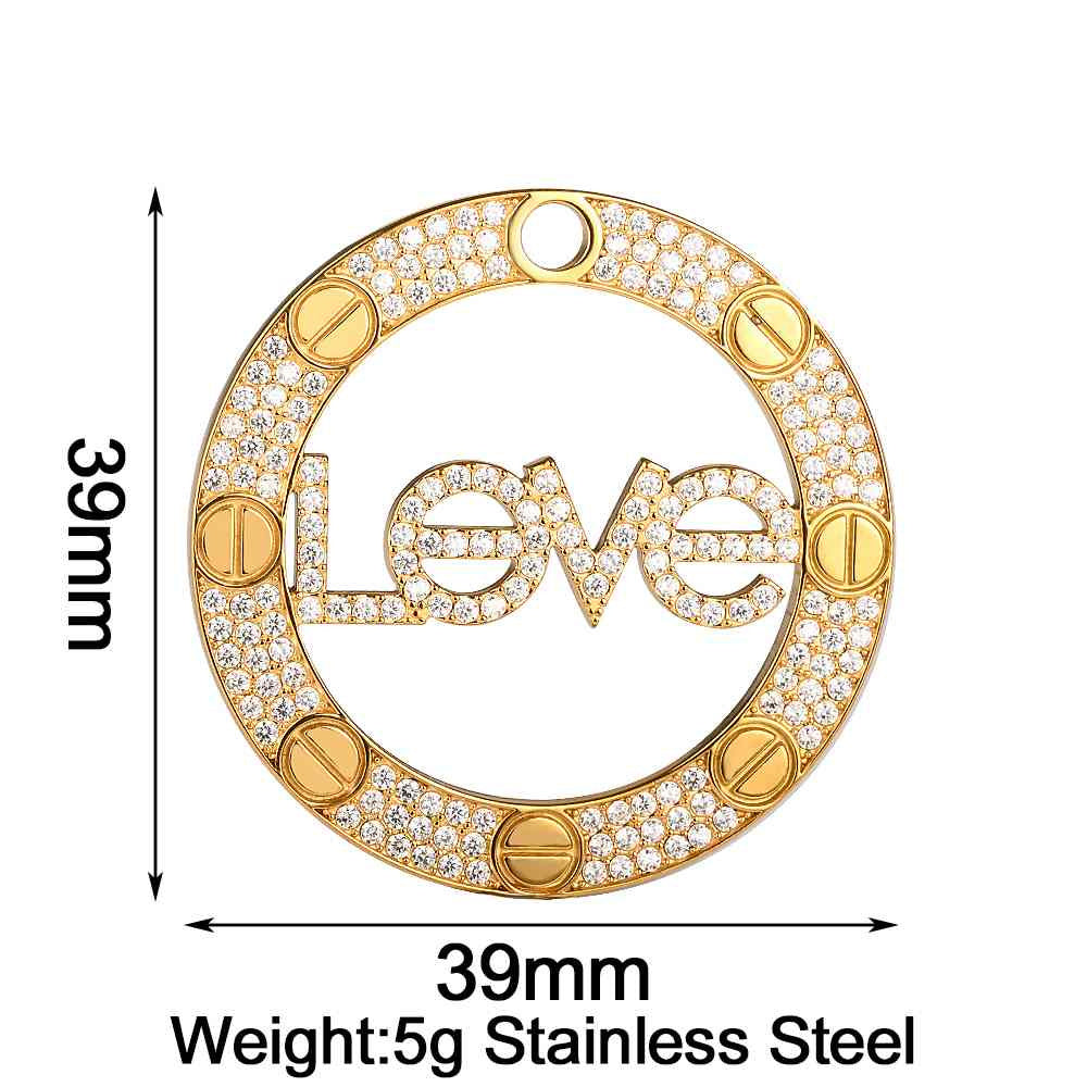Heart Shape Pendant Made Of 304 Stainless Steel With Rhinestones Inlay, Electroplated Finish In Steel Color Jewelry Accessories