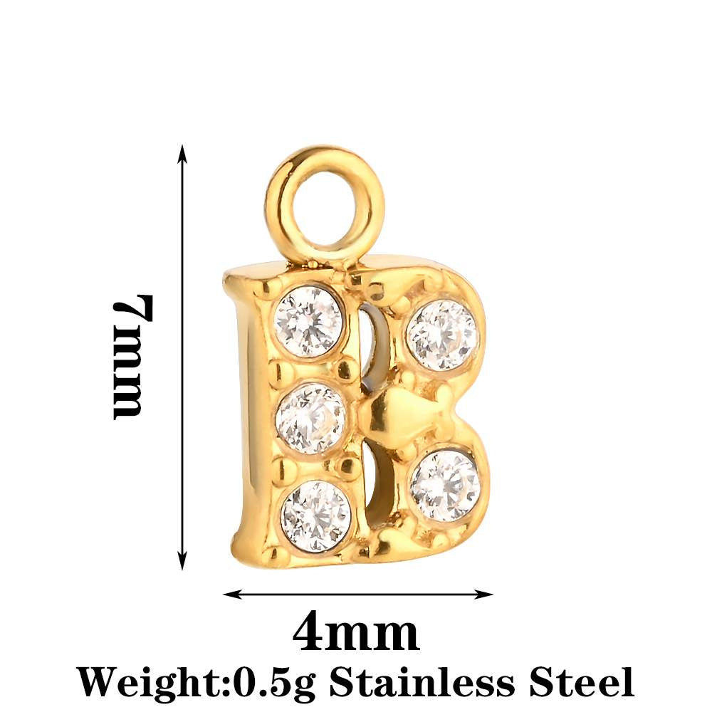 Letter Pendant Made Of 304 Stainless Steel With Rhinestones, Electroplated Finish In Steel Color For Commute Jewelry Accessories