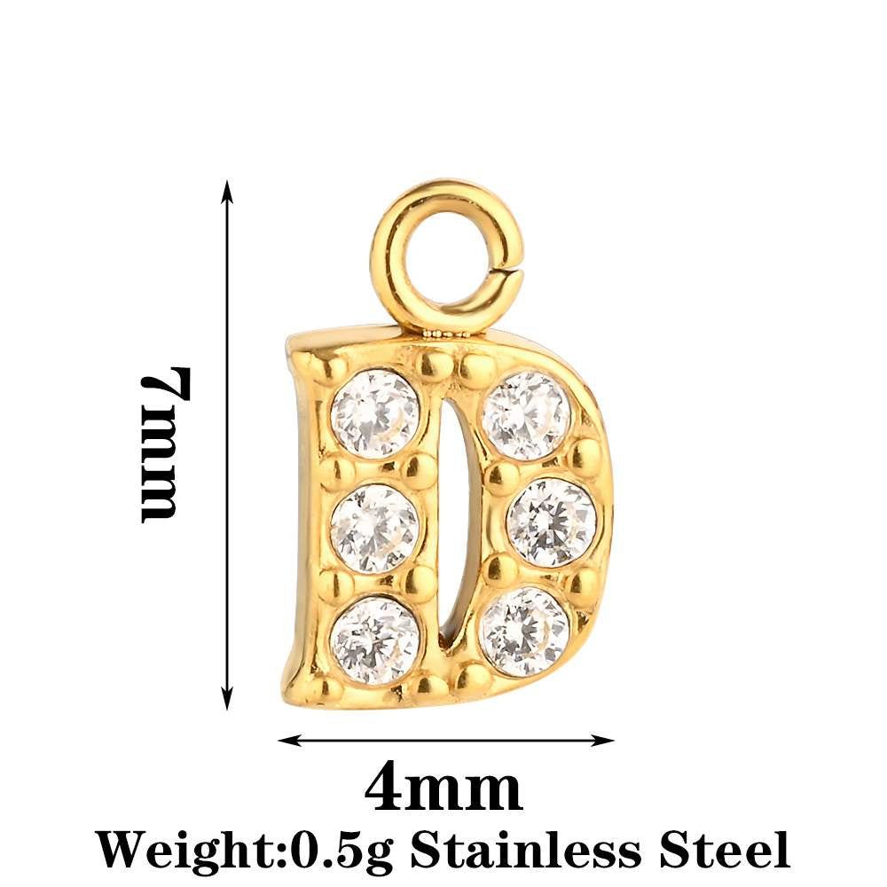 Letter Pendant Made Of 304 Stainless Steel With Rhinestones, Electroplated Finish In Steel Color For Commute Jewelry Accessories