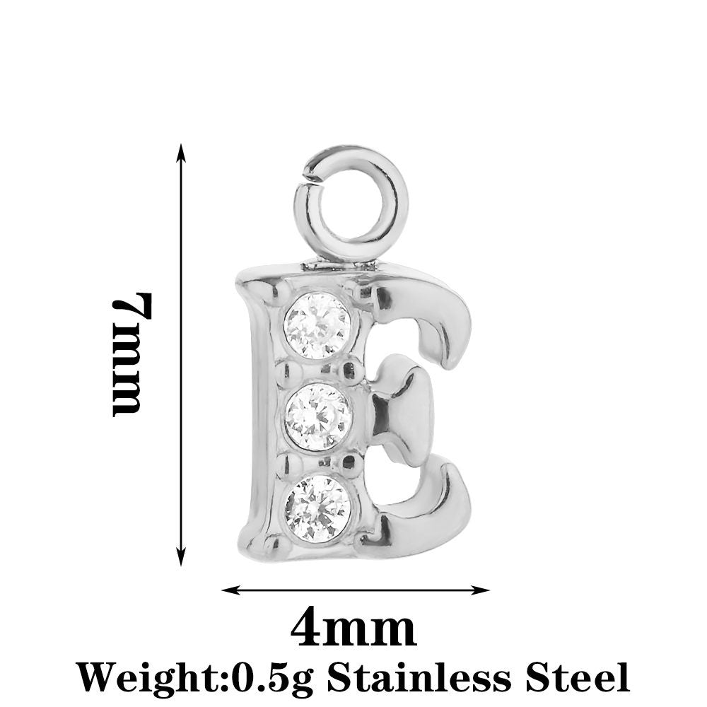 Letter Pendant Made Of 304 Stainless Steel With Rhinestones, Electroplated Finish In Steel Color For Commute Jewelry Accessories