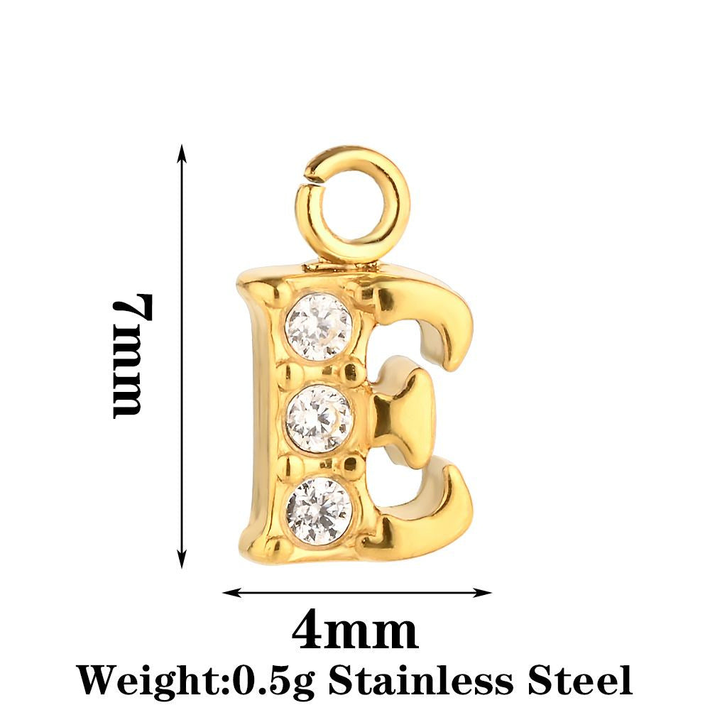 Letter Pendant Made Of 304 Stainless Steel With Rhinestones, Electroplated Finish In Steel Color For Commute Jewelry Accessories
