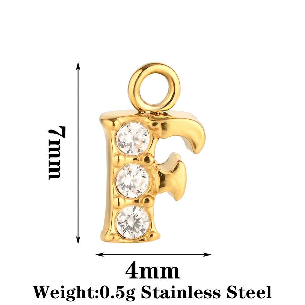 Letter Pendant Made Of 304 Stainless Steel With Rhinestones, Electroplated Finish In Steel Color For Commute Jewelry Accessories