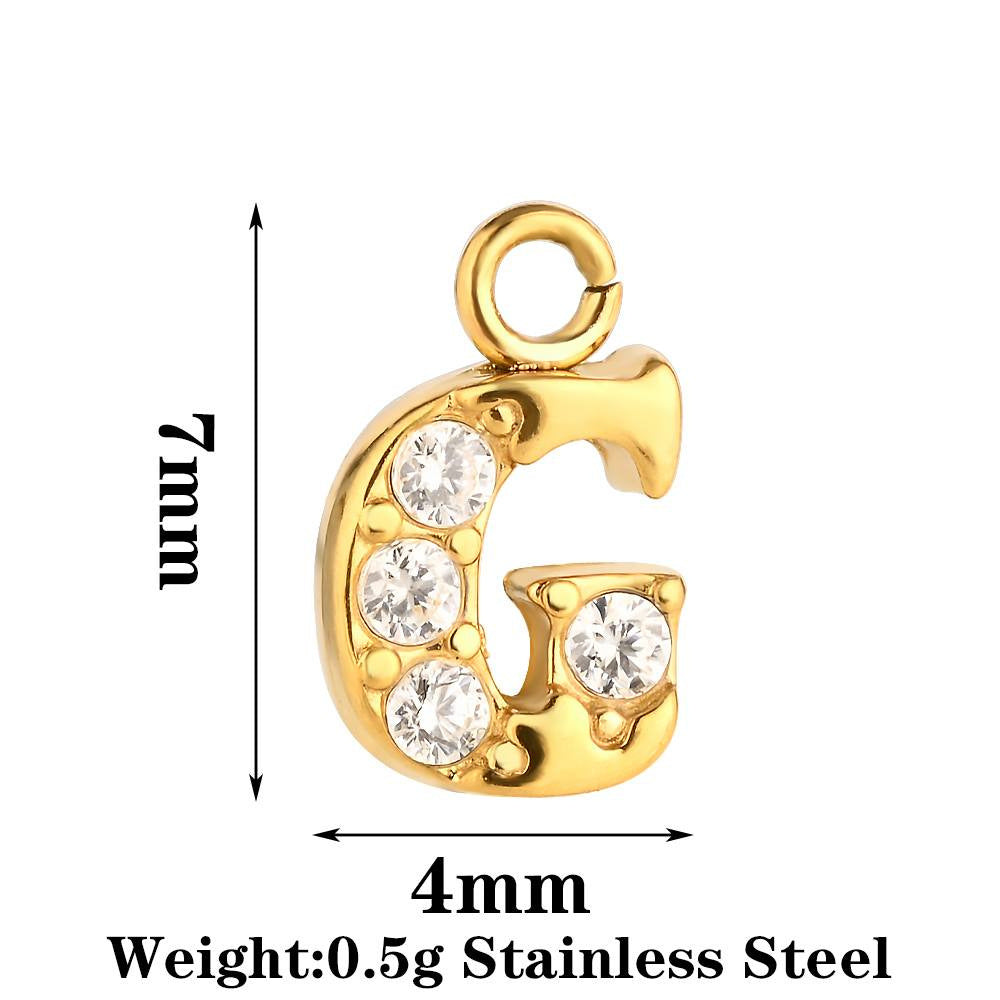 Letter Pendant Made Of 304 Stainless Steel With Rhinestones, Electroplated Finish In Steel Color For Commute Jewelry Accessories