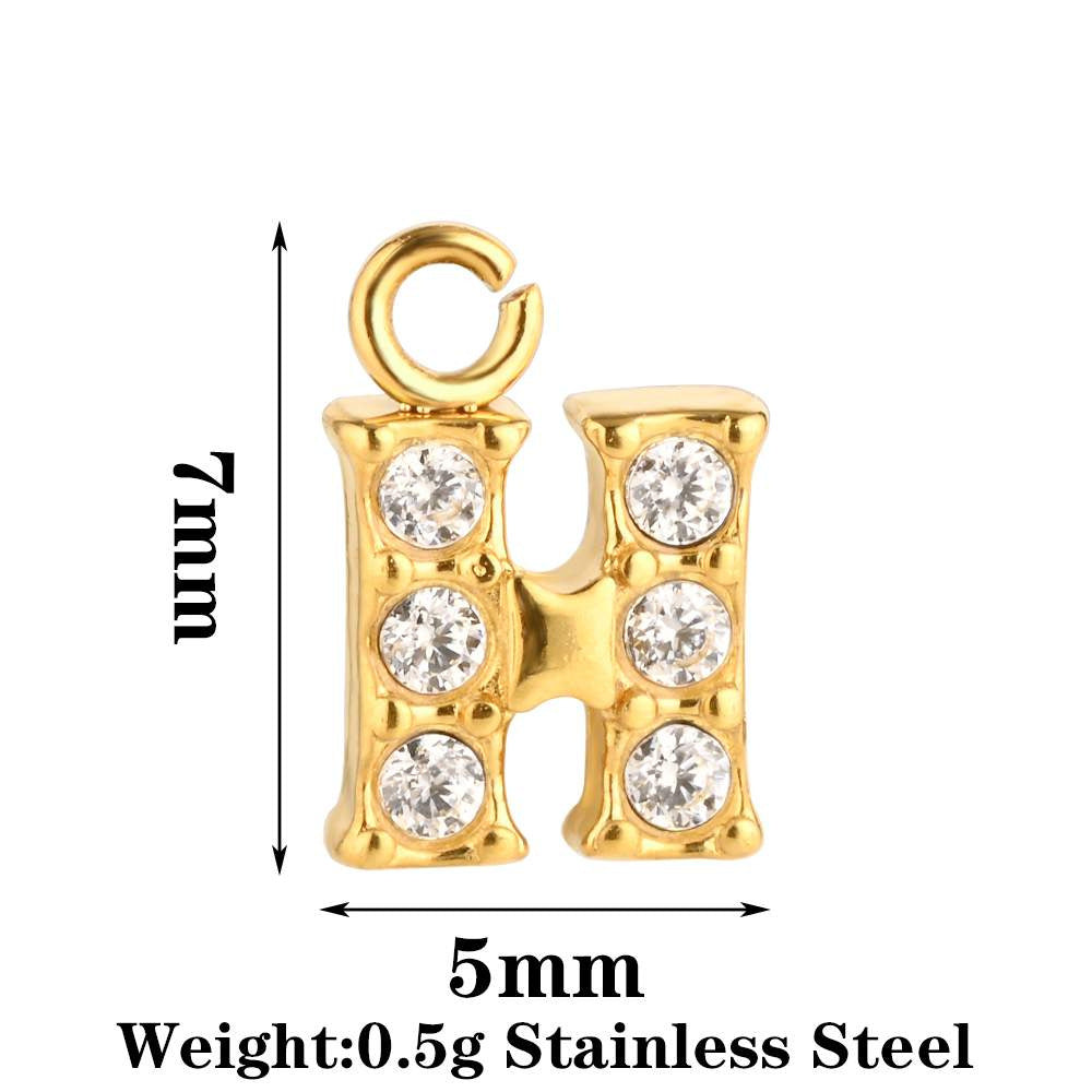 Letter Pendant Made Of 304 Stainless Steel With Rhinestones, Electroplated Finish In Steel Color For Commute Jewelry Accessories