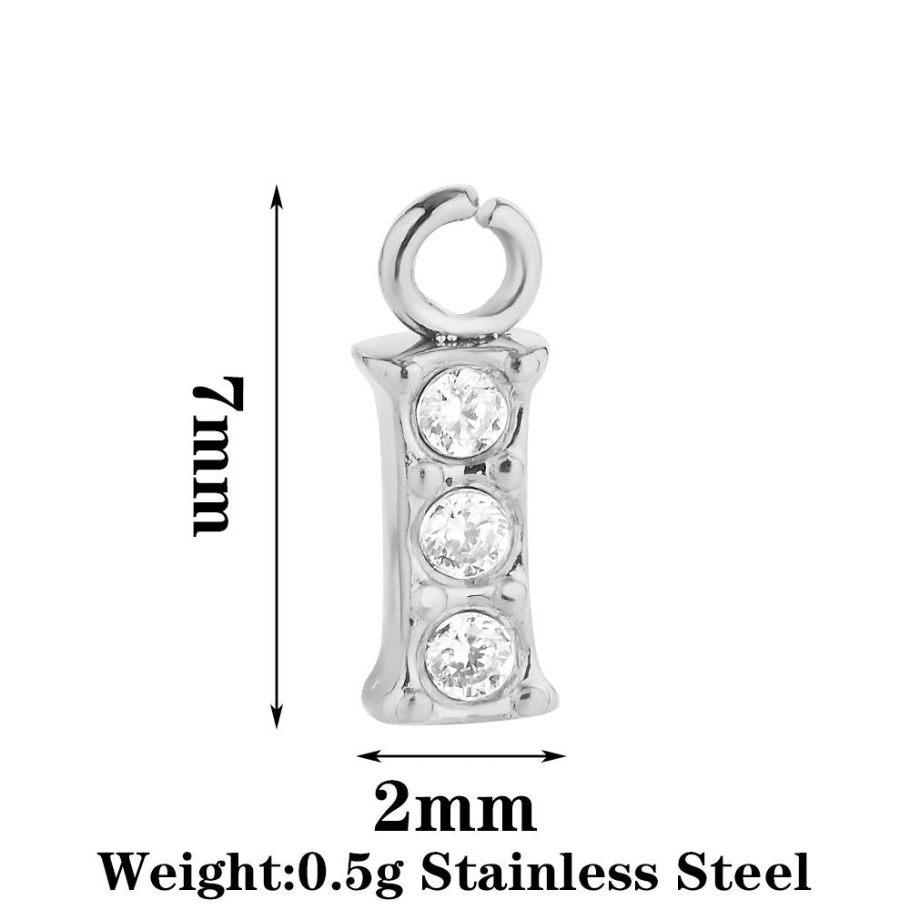 Letter Pendant Made Of 304 Stainless Steel With Rhinestones, Electroplated Finish In Steel Color For Commute Jewelry Accessories
