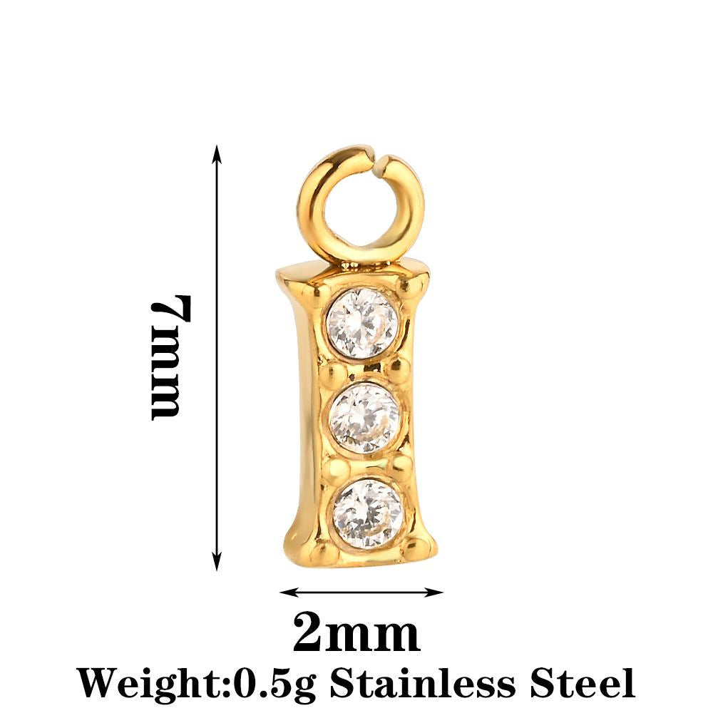 Letter Pendant Made Of 304 Stainless Steel With Rhinestones, Electroplated Finish In Steel Color For Commute Jewelry Accessories
