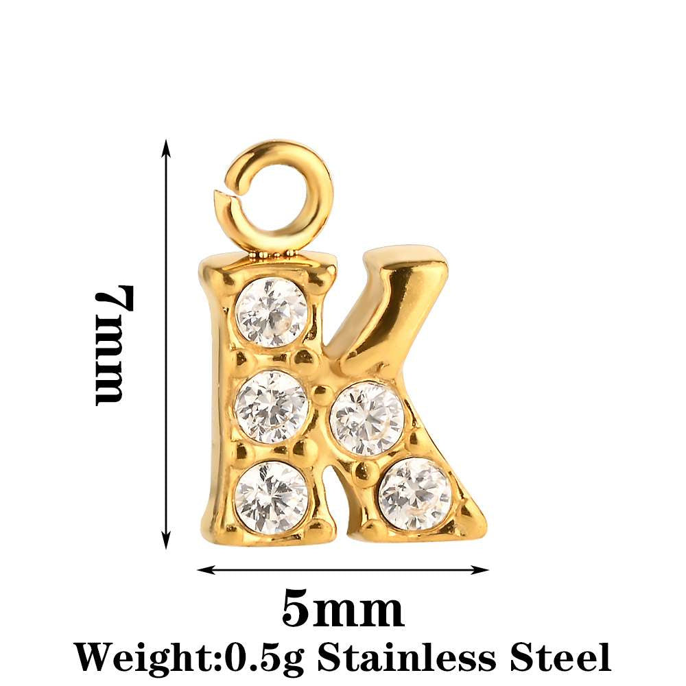 Letter Pendant Made Of 304 Stainless Steel With Rhinestones, Electroplated Finish In Steel Color For Commute Jewelry Accessories