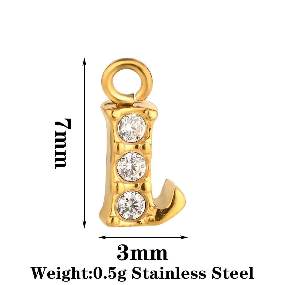 Letter Pendant Made Of 304 Stainless Steel With Rhinestones, Electroplated Finish In Steel Color For Commute Jewelry Accessories