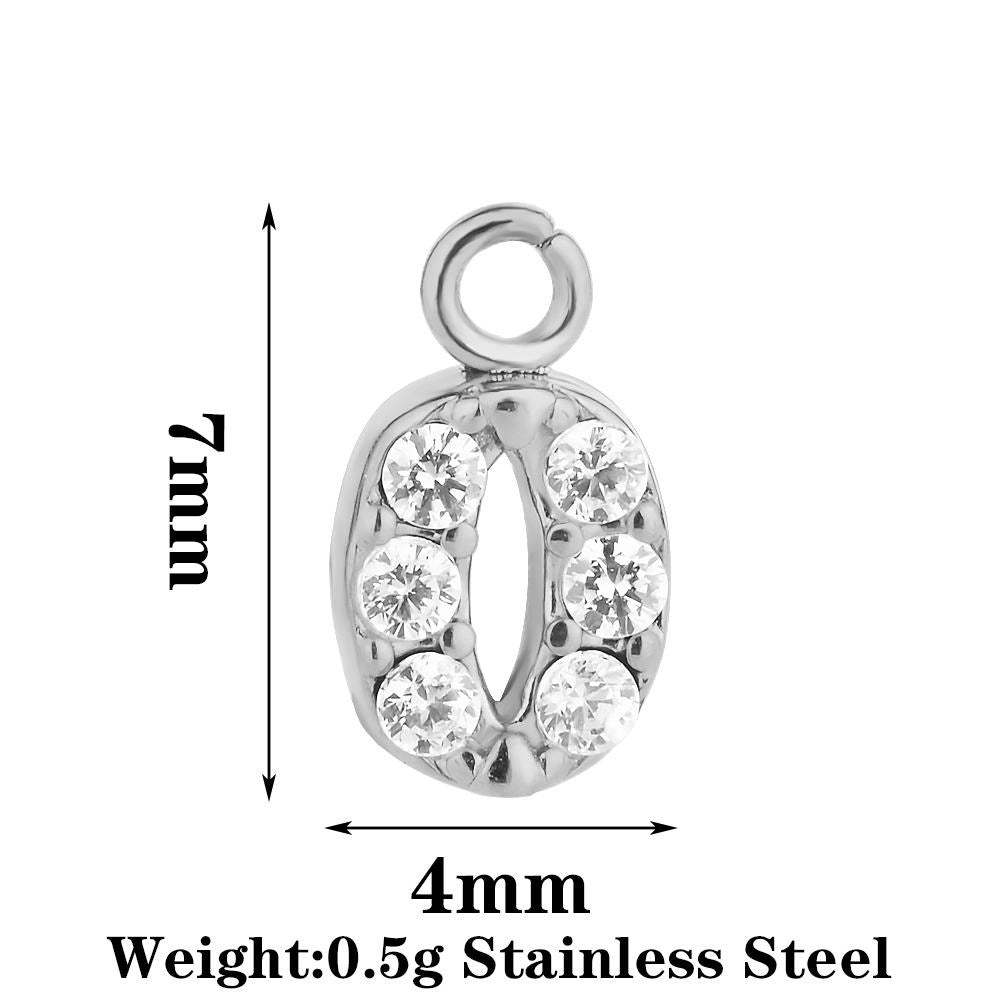 Letter Pendant Made Of 304 Stainless Steel With Rhinestones, Electroplated Finish In Steel Color For Commute Jewelry Accessories