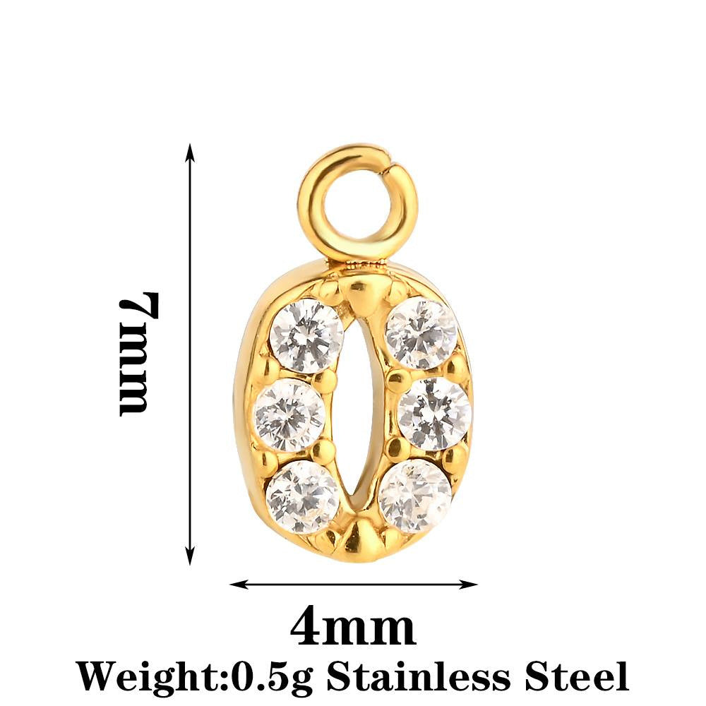 Letter Pendant Made Of 304 Stainless Steel With Rhinestones, Electroplated Finish In Steel Color For Commute Jewelry Accessories
