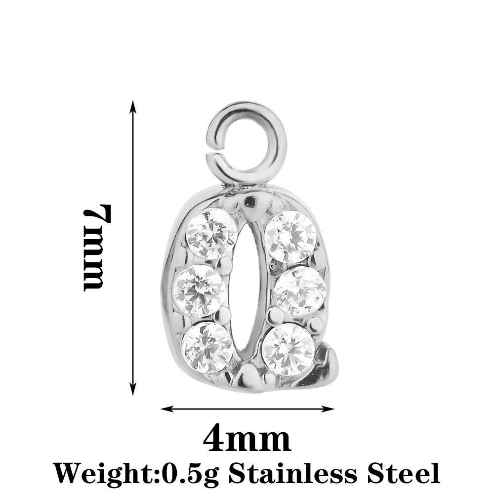 Letter Pendant Made Of 304 Stainless Steel With Rhinestones, Electroplated Finish In Steel Color For Commute Jewelry Accessories