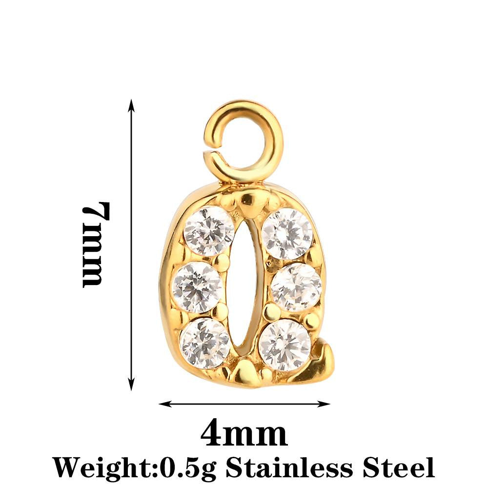 Letter Pendant Made Of 304 Stainless Steel With Rhinestones, Electroplated Finish In Steel Color For Commute Jewelry Accessories