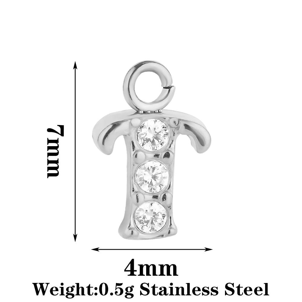 Letter Pendant Made Of 304 Stainless Steel With Rhinestones, Electroplated Finish In Steel Color For Commute Jewelry Accessories
