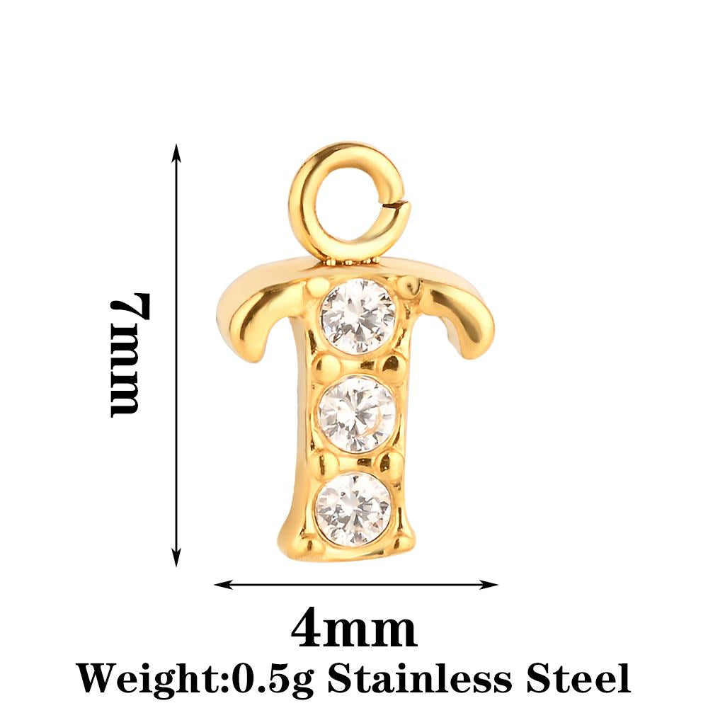 Letter Pendant Made Of 304 Stainless Steel With Rhinestones, Electroplated Finish In Steel Color For Commute Jewelry Accessories