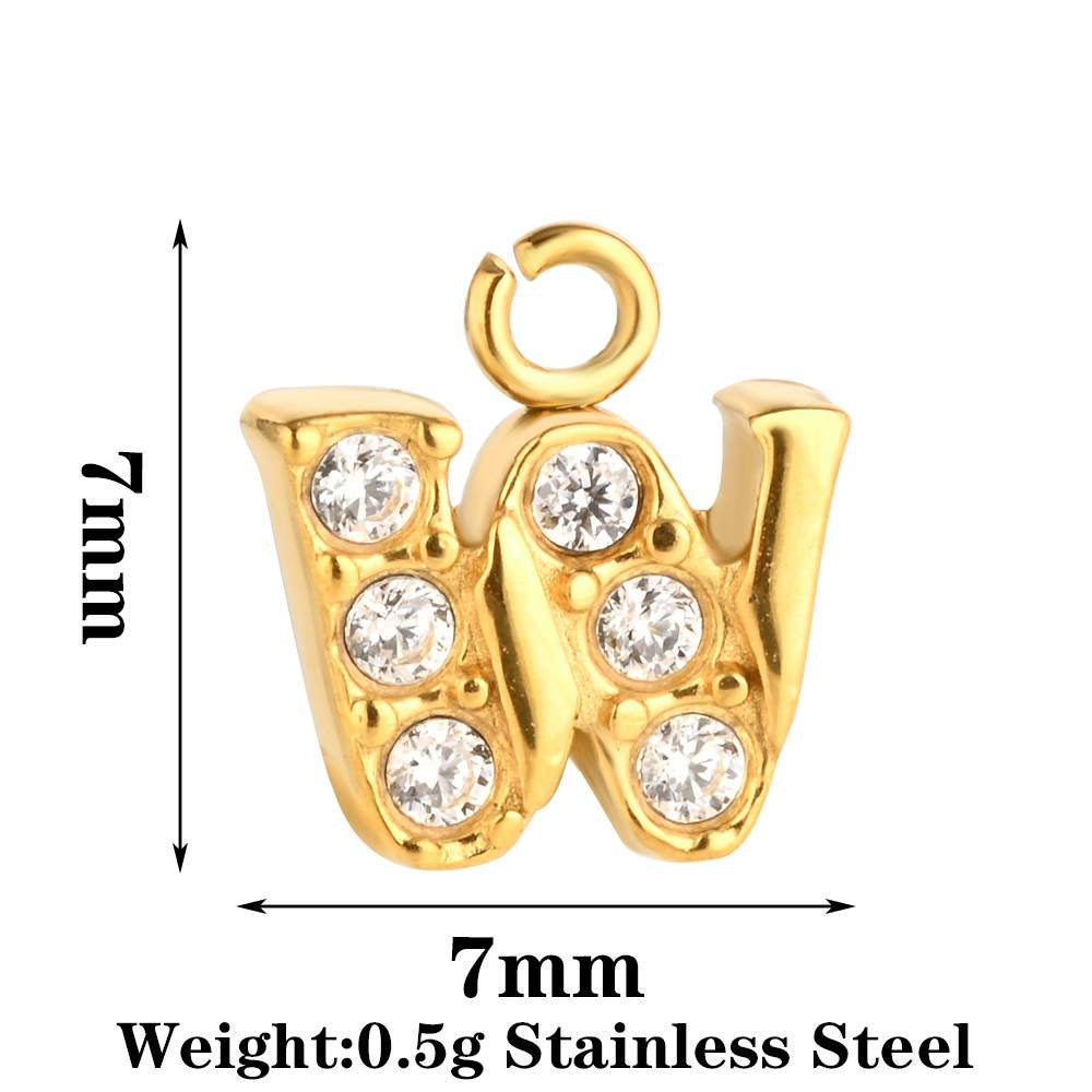 Letter Pendant Made Of 304 Stainless Steel With Rhinestones, Electroplated Finish In Steel Color For Commute Jewelry Accessories